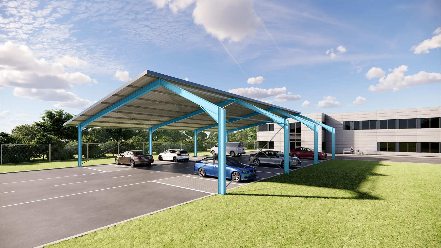 Zweireihiges Stahl Carport mit Satteldach